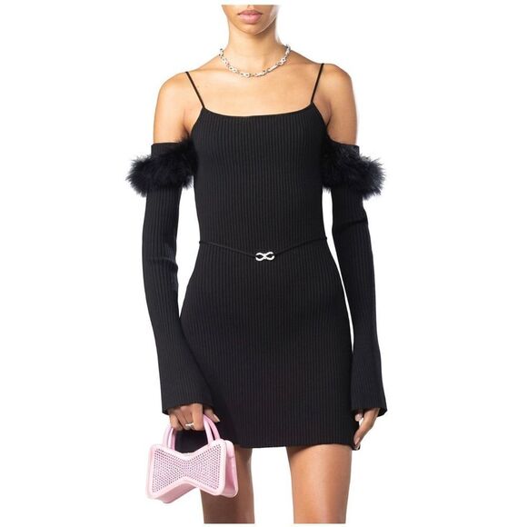 MACH & MACH Feather-Embellished Off-The-Shoulder Minidress size XL - Picture 1 of 15